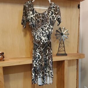 Julienne For Weston Wear Rayon Sexy Leopard Print Dress - Brown and Black
